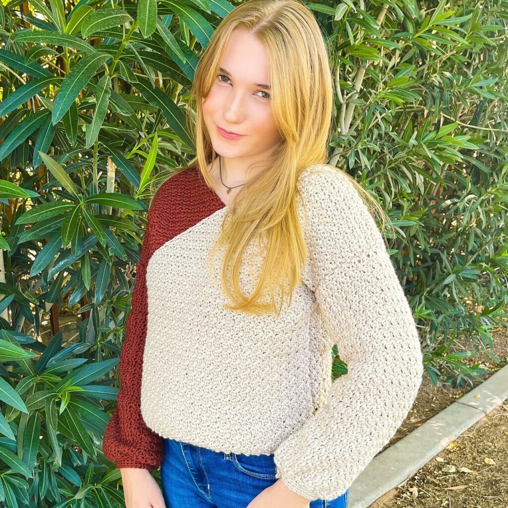Veruca Two Tone Crochet Sweater