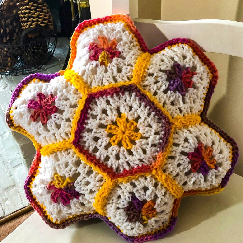 Granny Hexagon Crochet Pillow