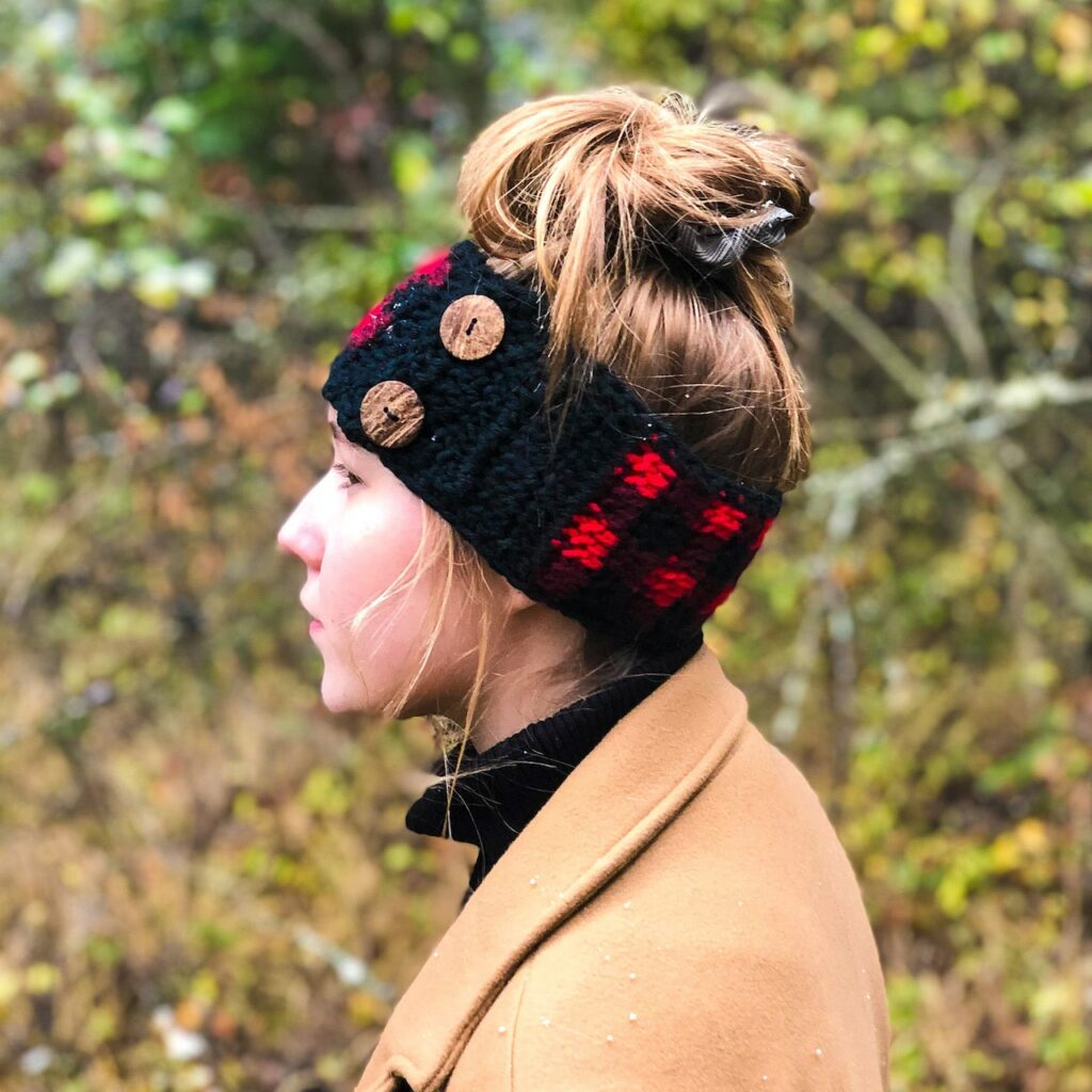 Simply Chic Buffalo Plaid Crochet Ear Warmer