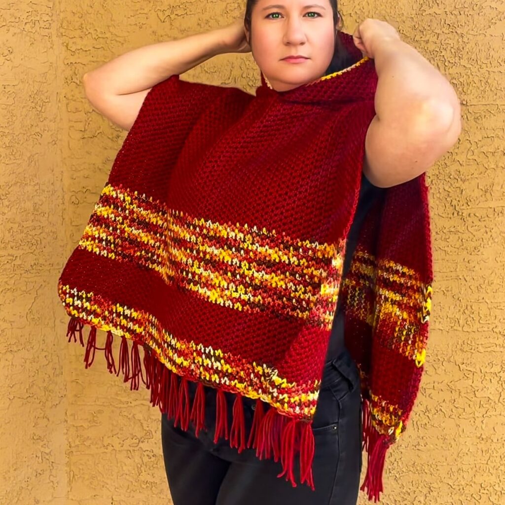 Scarlet Sky Crochet Poncho